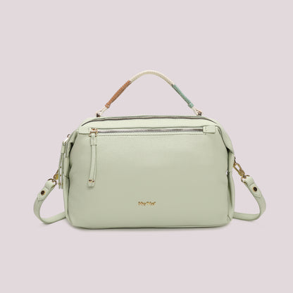 BORSA A BAULETTO CON MANICO INTRECCIATO