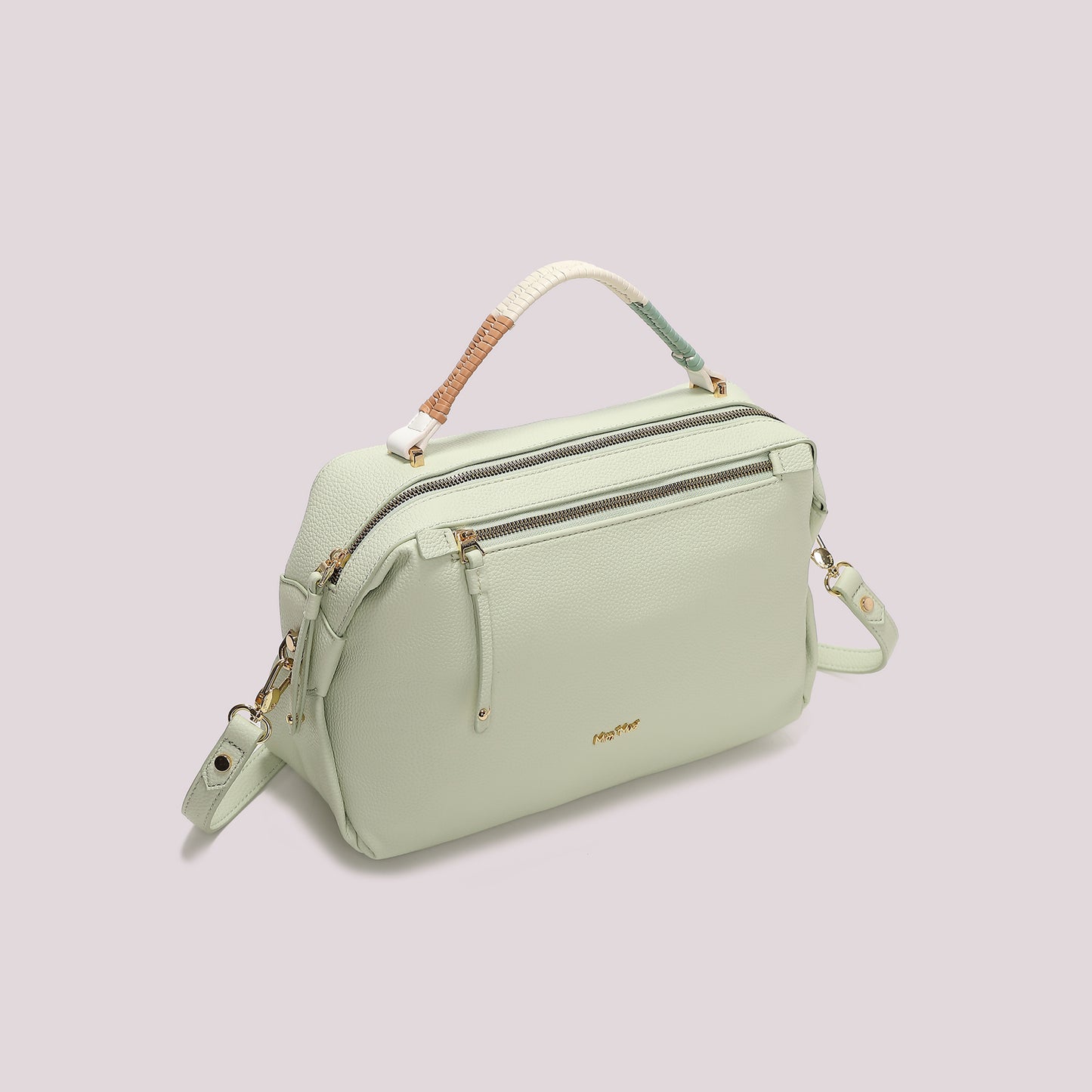 BORSA A BAULETTO CON MANICO INTRECCIATO