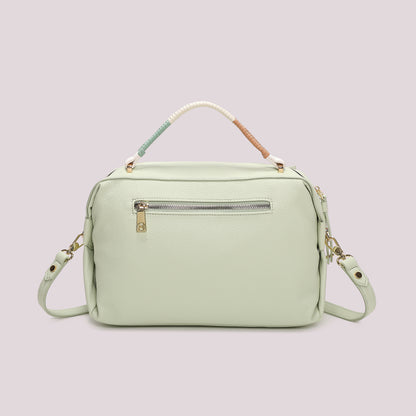 BORSA A BAULETTO CON MANICO INTRECCIATO