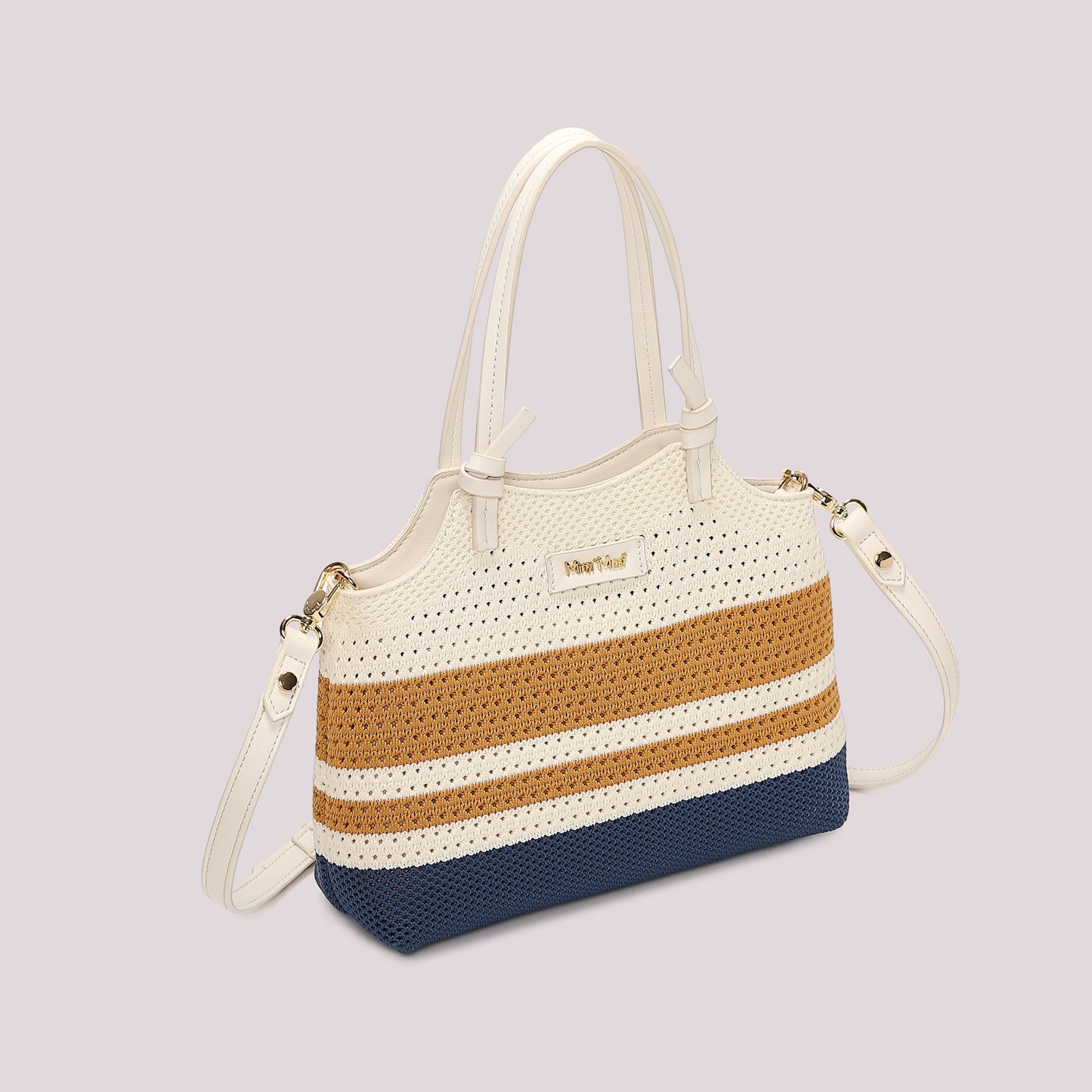 BORSA A MANO IN MAGLIA A RIGHE