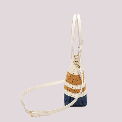 BORSA A MANO IN MAGLIA A RIGHE