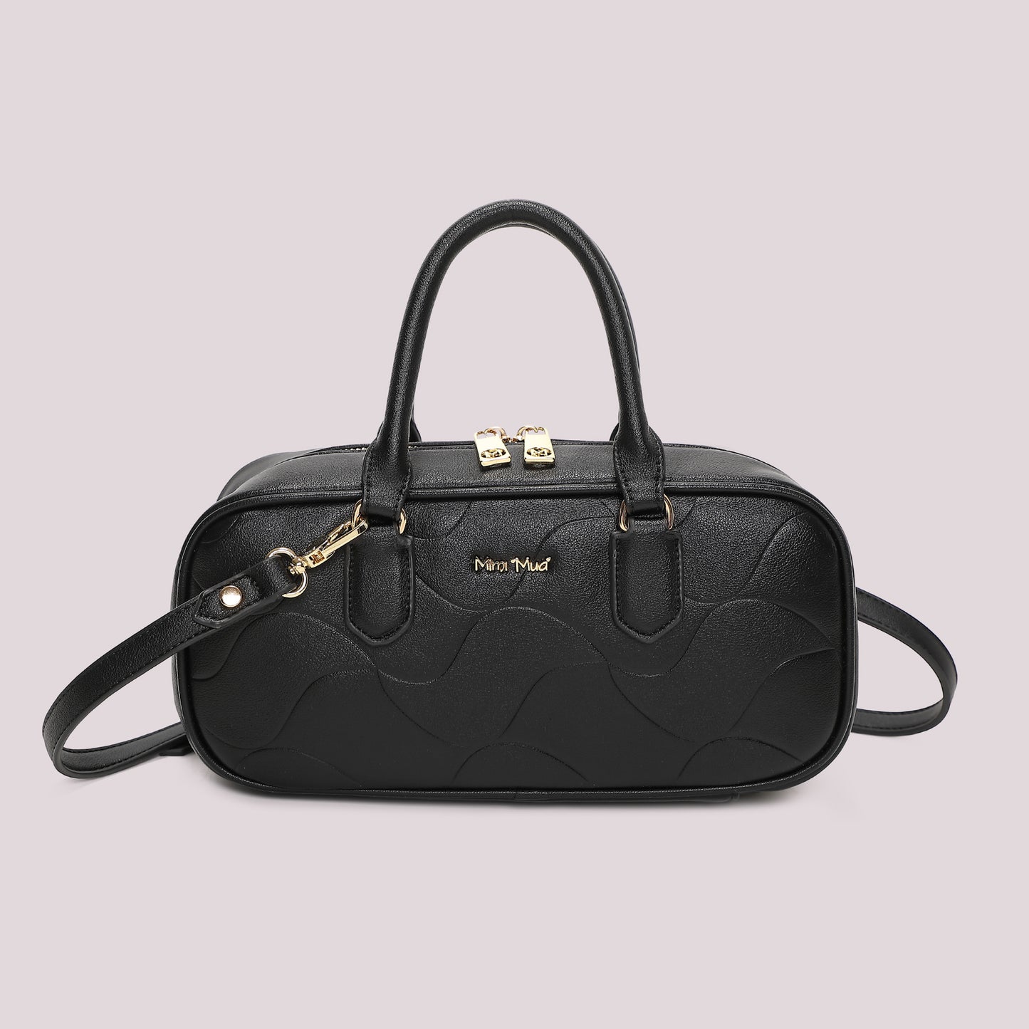 BORSA BAGUETTE CON MOTIVO AD ONDA