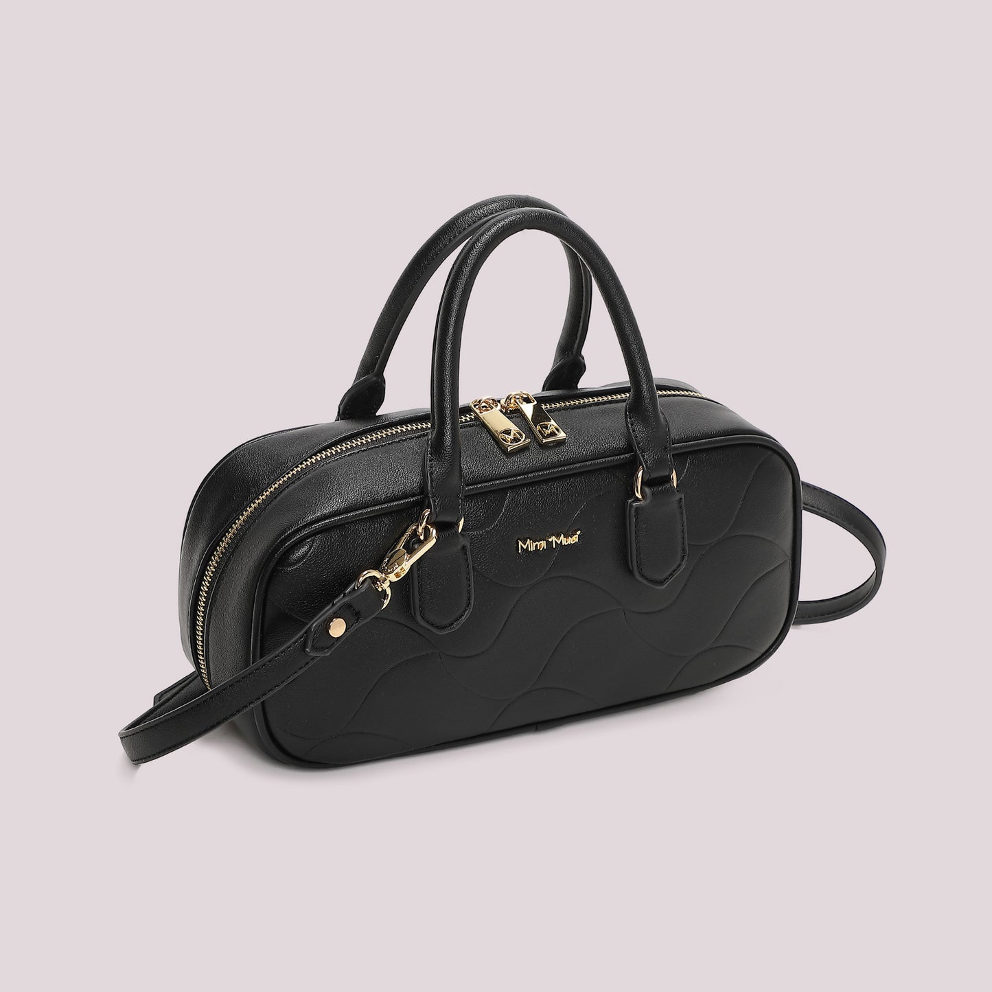 BORSA BAGUETTE CON MOTIVO AD ONDA