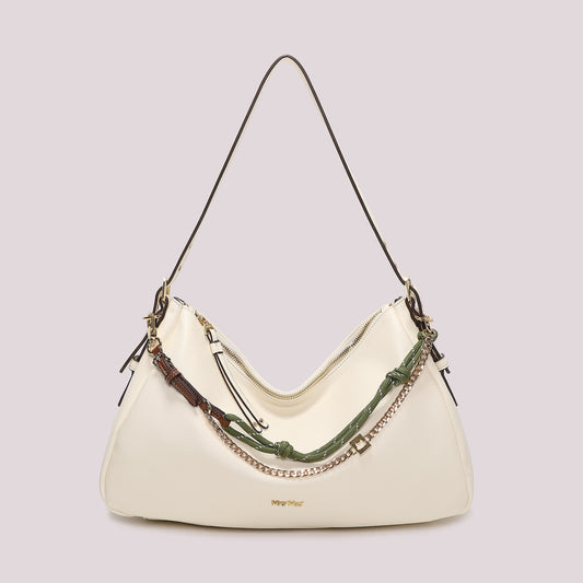 BORSA A SPALLA CON CORDA COLORATA