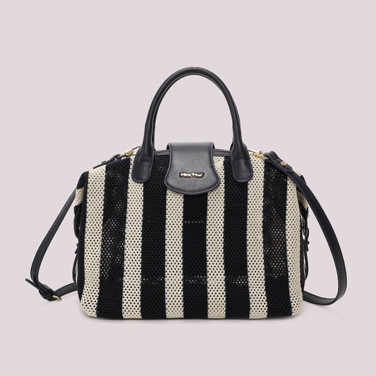 BORSA A BAULETTO IN RETE A RIGHE