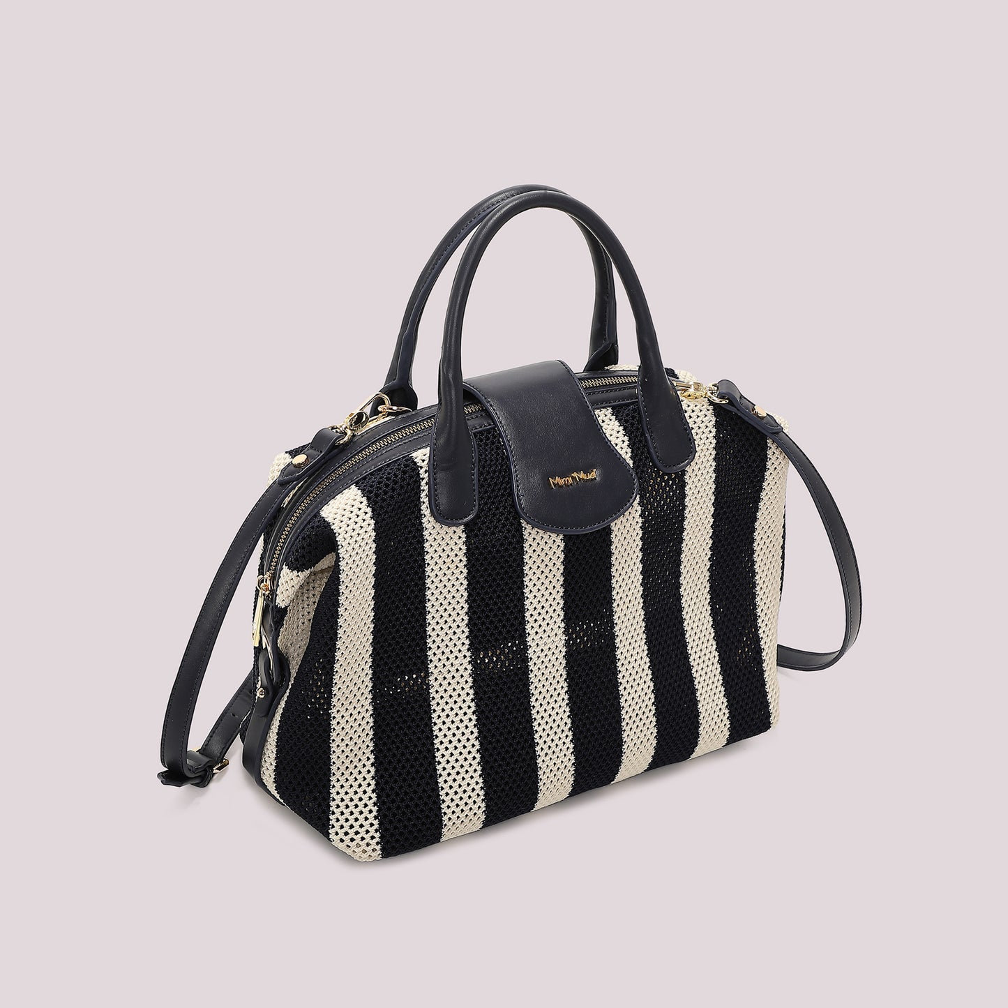 BORSA A BAULETTO IN RETE A RIGHE