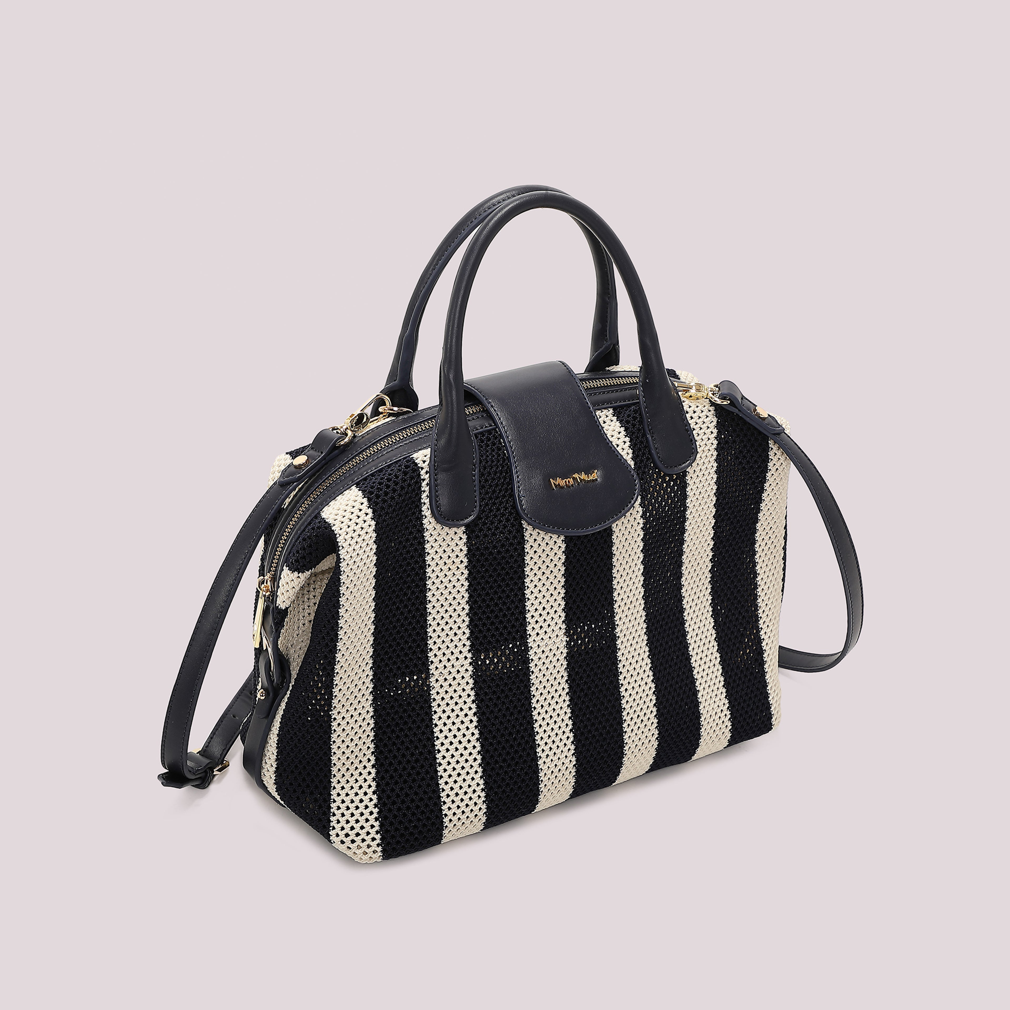 BORSA A BAULETTO IN RETE A RIGHE