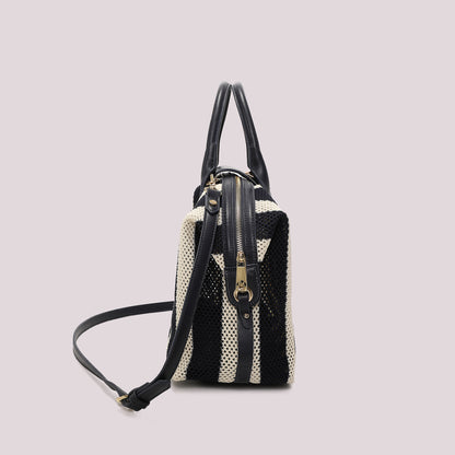 BORSA A BAULETTO IN RETE A RIGHE