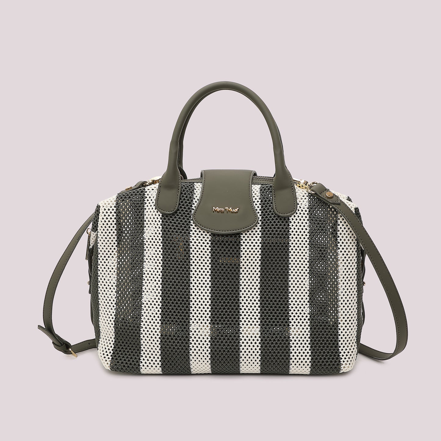 BORSA A BAULETTO IN RETE A RIGHE