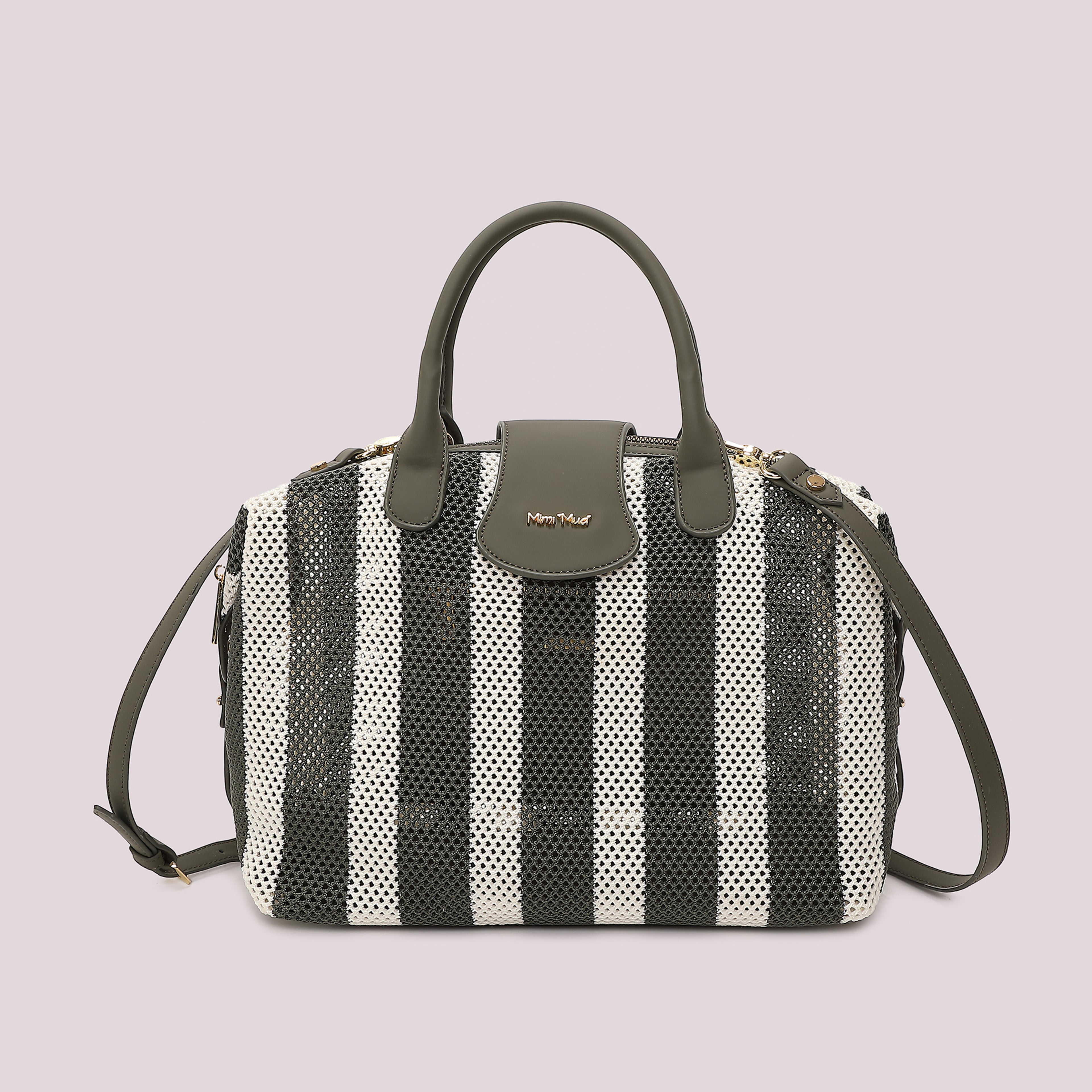 BORSA A BAULETTO IN RETE A RIGHE