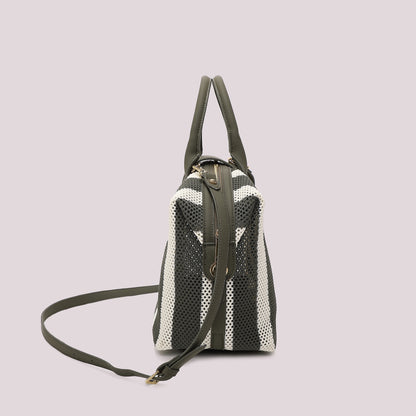 BORSA A BAULETTO IN RETE A RIGHE