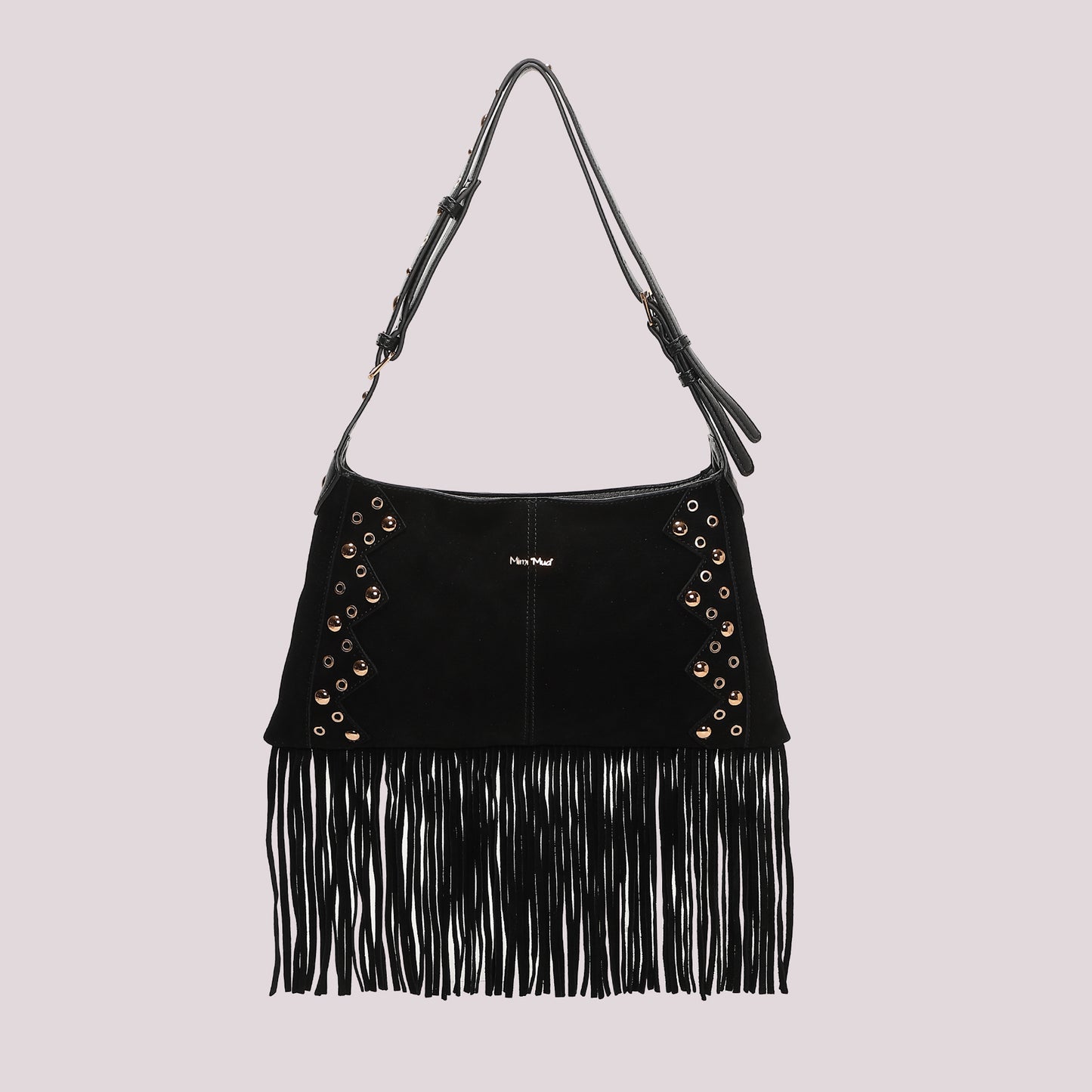 BORSA A TRACOLLA CON FRANGE E BORCHIE