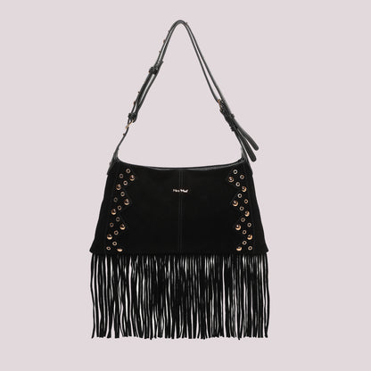 BORSA A TRACOLLA CON FRANGE E BORCHIE