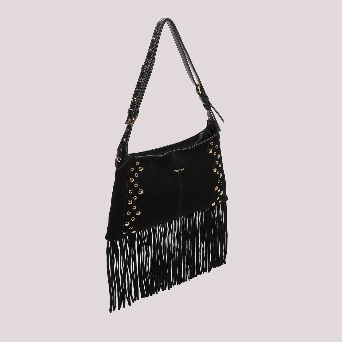 BORSA A TRACOLLA CON FRANGE E BORCHIE