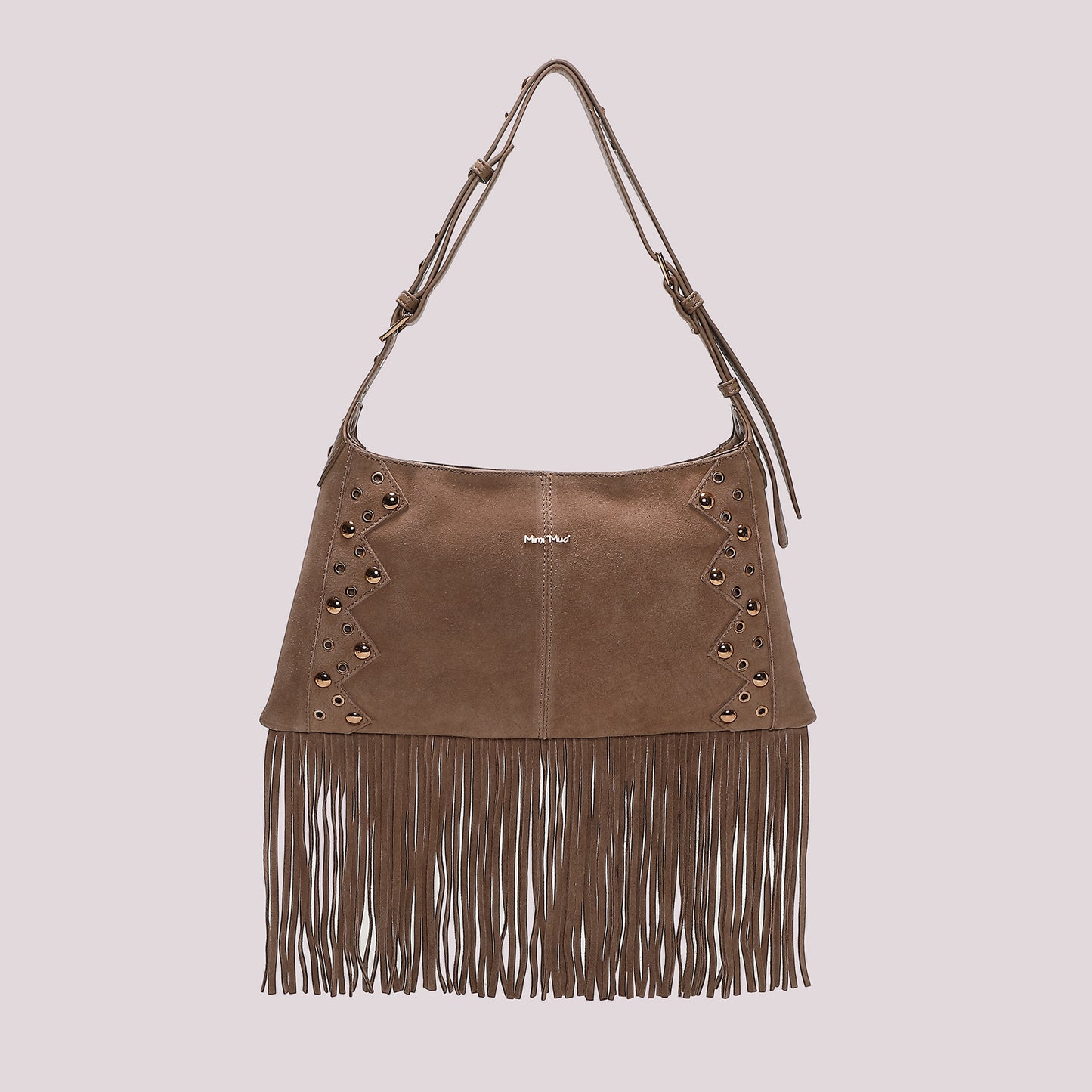 BORSA A TRACOLLA CON FRANGE E BORCHIE