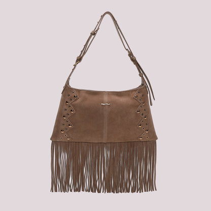 BORSA A TRACOLLA CON FRANGE E BORCHIE