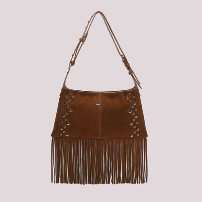 BORSA A TRACOLLA CON FRANGE E BORCHIE