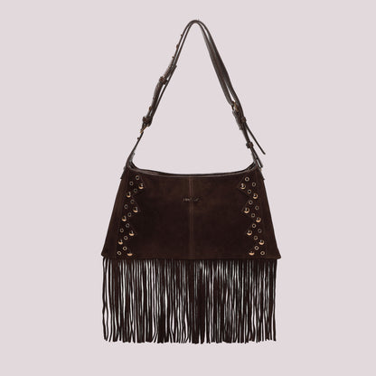 BORSA A TRACOLLA CON FRANGE E BORCHIE
