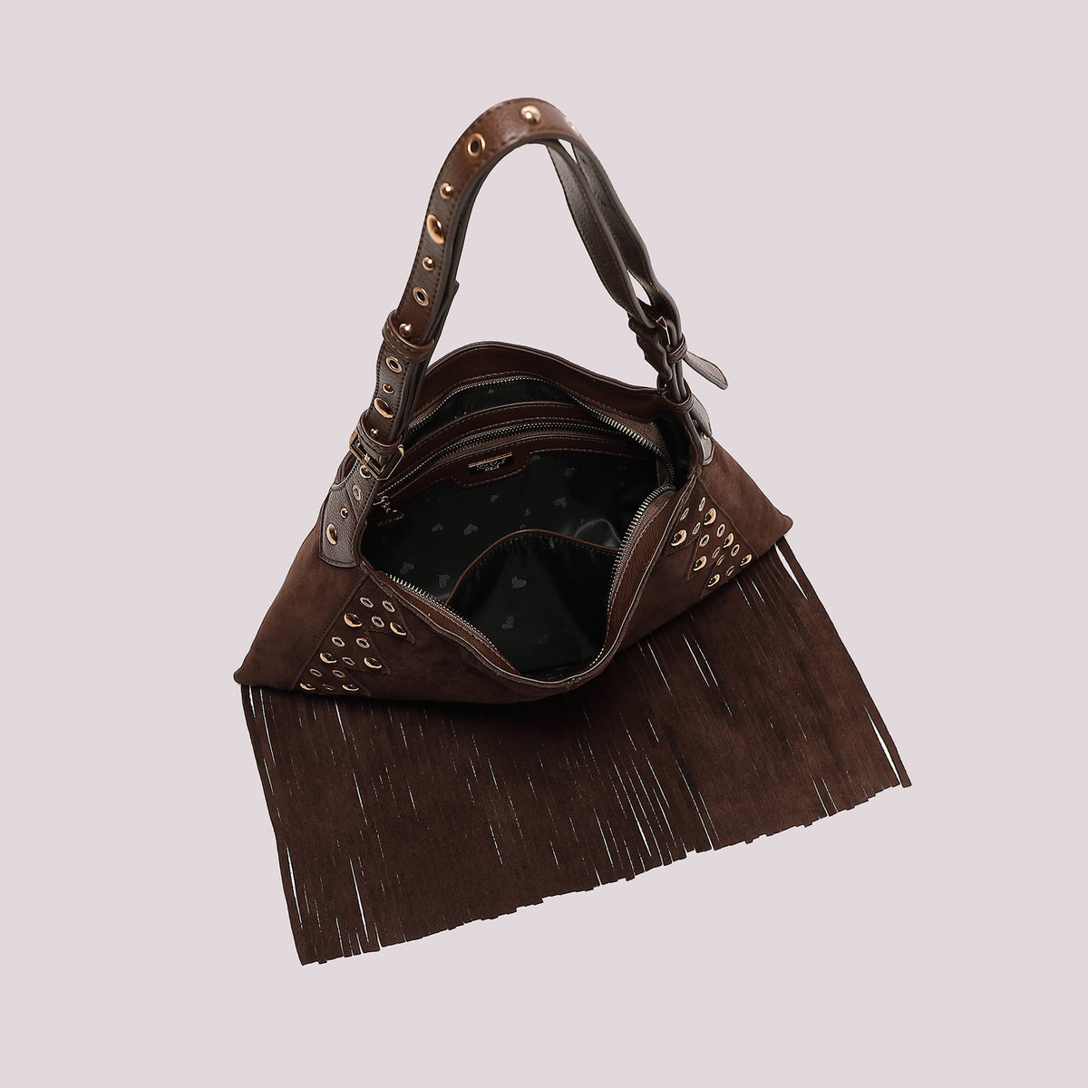 BORSA A TRACOLLA CON FRANGE E BORCHIE