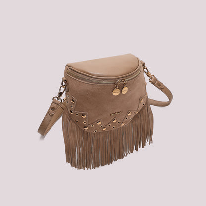BORSA MARSUPIO CON FRANGE E BORCHIE