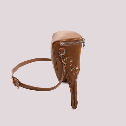 BORSA MARSUPIO CON FRANGE E BORCHIE