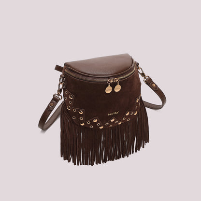 BORSA MARSUPIO CON FRANGE E BORCHIE