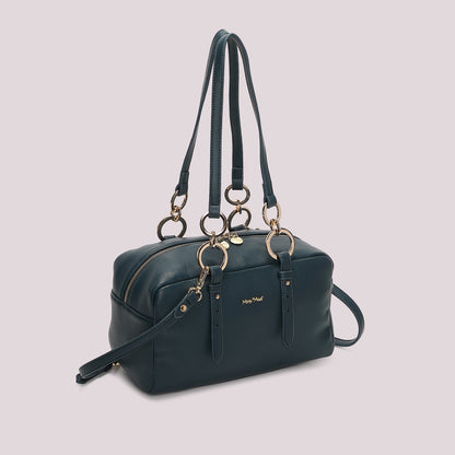BORSA A SPALLA CON DETTAGLIO ANELLI AI MANICI
