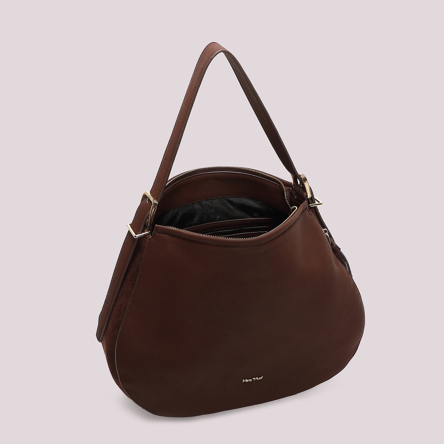 BORSA A SPALLA CON FIANCHI EFFETTO CAMOSCIO