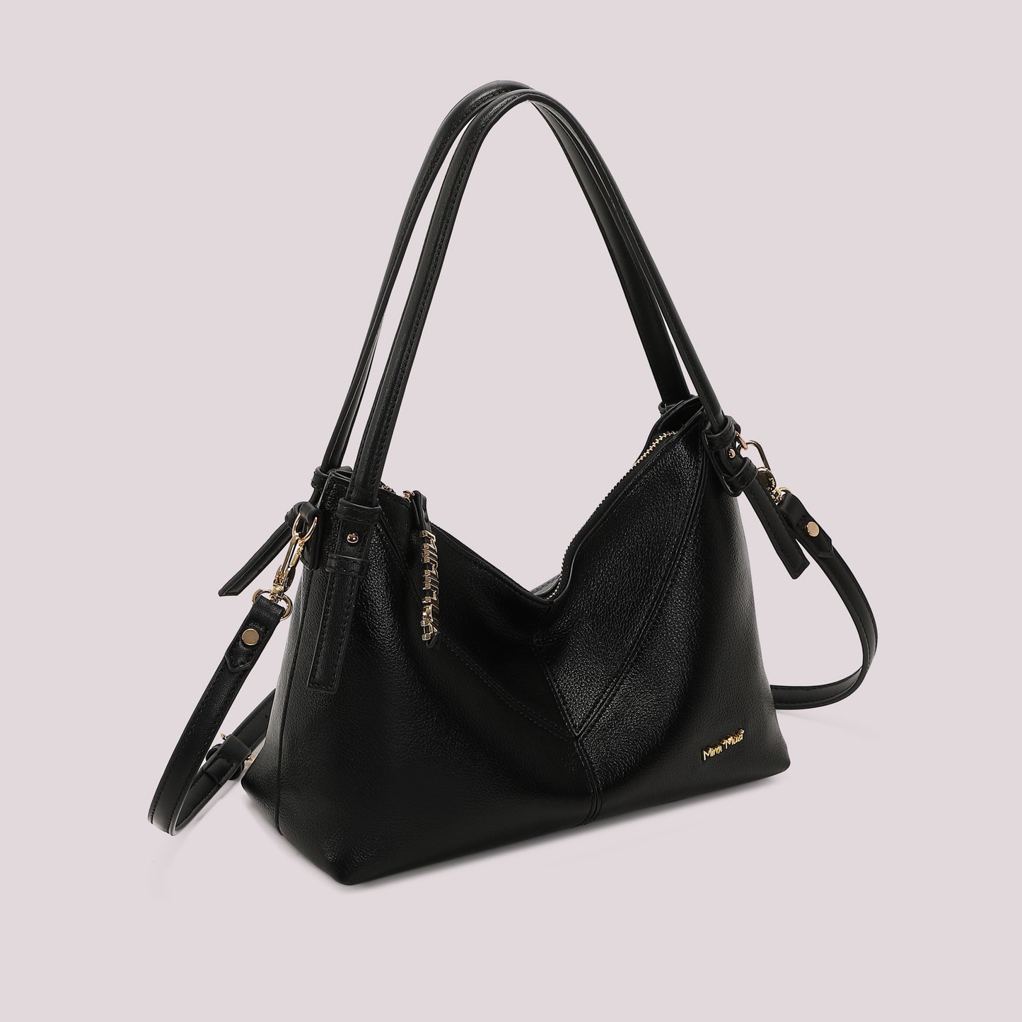 BORSA A SPALLA CON LETTERE MIMI MUA SULLA ZIP