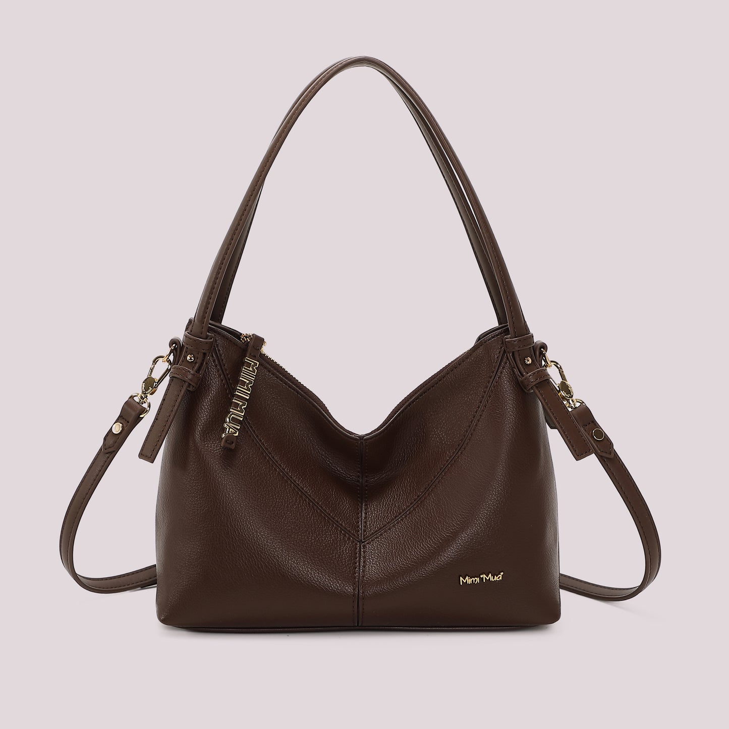 BORSA A SPALLA CON LETTERE MIMI MUA SULLA ZIP
