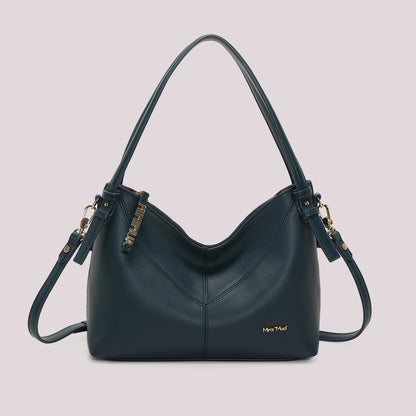 BORSA A SPALLA CON LETTERE MIMI MUA SULLA ZIP