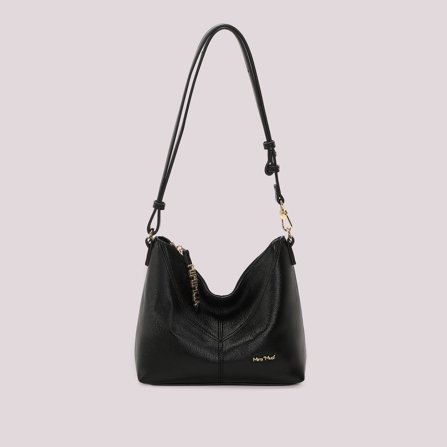 BORSA A TRACOLLA CON LETTERE MIMI MUA SULLA ZIP