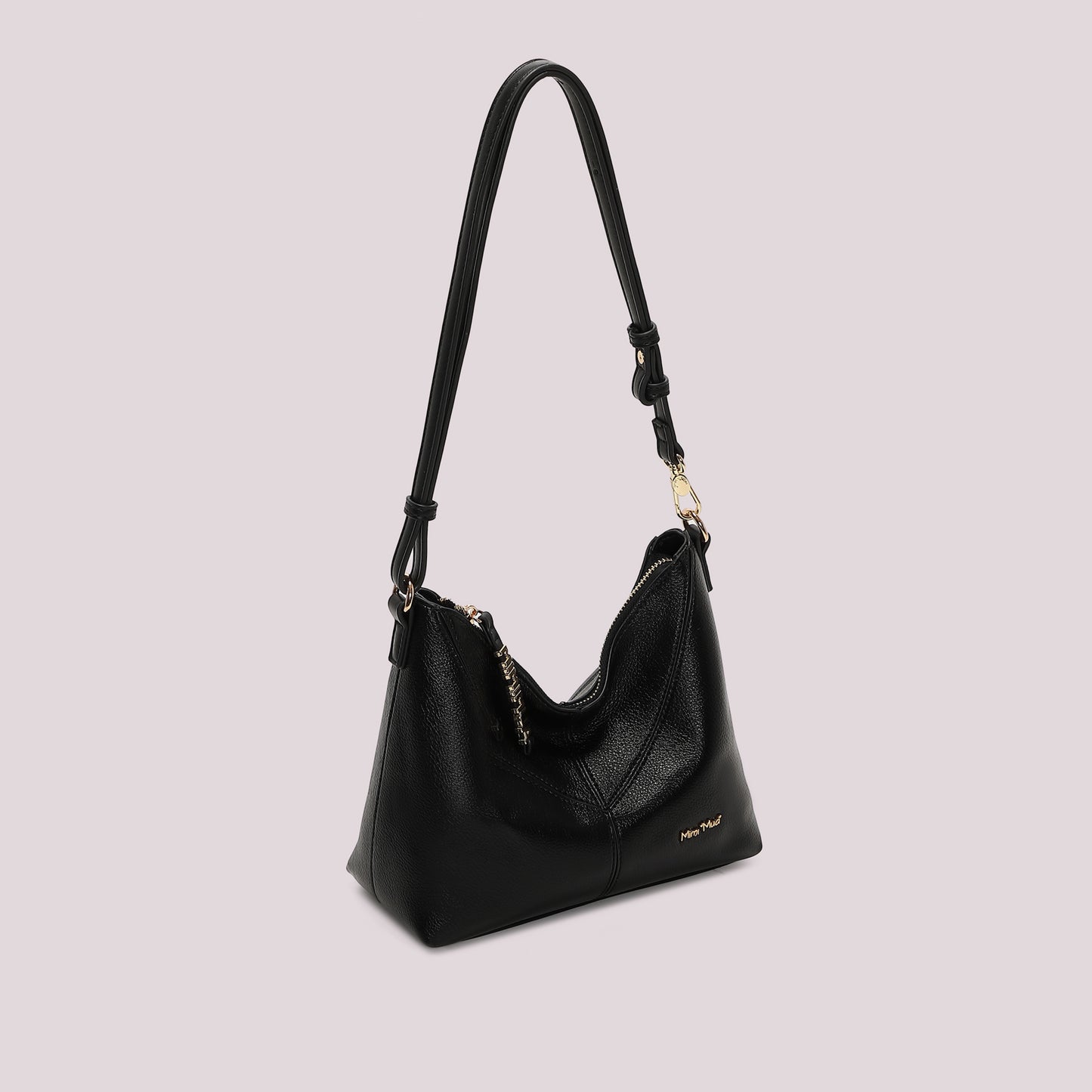 BORSA A TRACOLLA CON LETTERE MIMI MUA SULLA ZIP