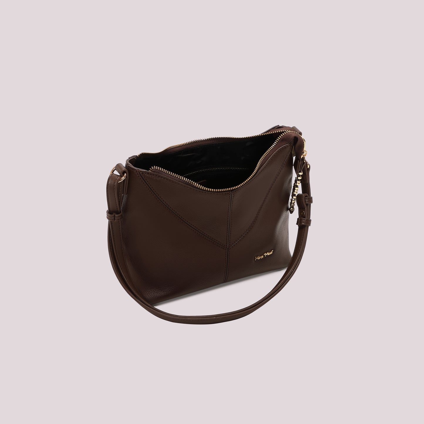 BORSA A TRACOLLA CON LETTERE MIMI MUA SULLA ZIP