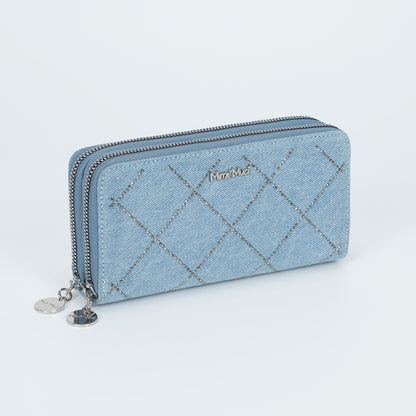 PORTAFOGLIO GRANDE IN JEANS CON STRASS
