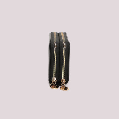 PORTAFOGLIO MEDIO CON DOPPIA ZIP EFFETTO CAMOSCIO