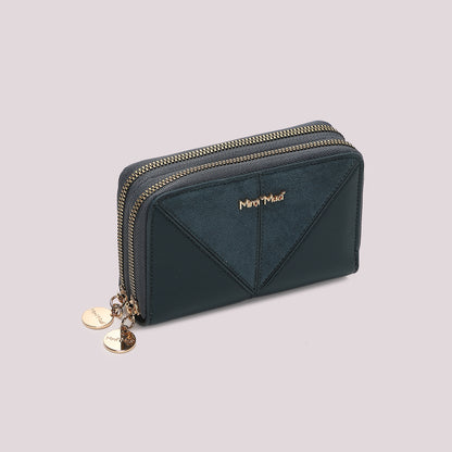 PORTAFOGLIO MEDIO CON DOPPIA ZIP EFFETTO CAMOSCIO