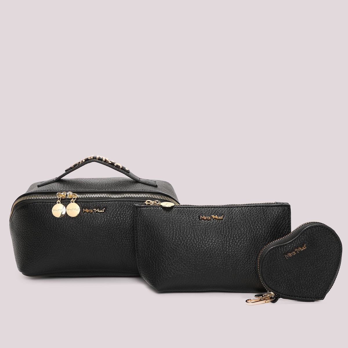 BEAUTY CASE SET DA 3 CON SCRITTA MIMÍ-MUÁ