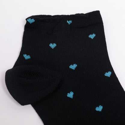 CALZINI C CUORI NERO E AZZURRO
