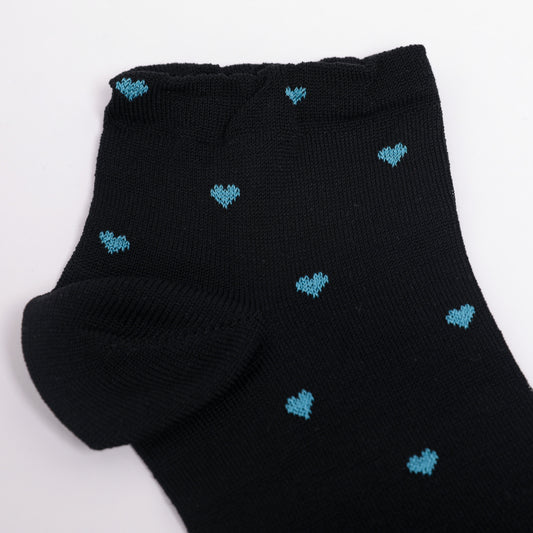 CALZINI C CUORI NERO E AZZURRO