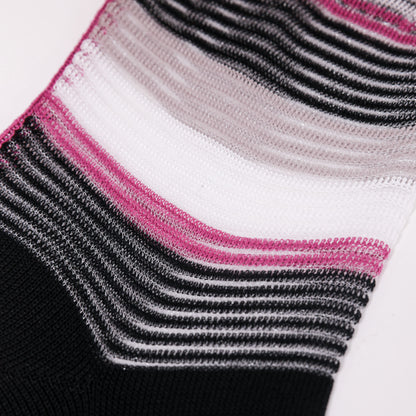 CALZINI A RIGHE NERO/FUXIA