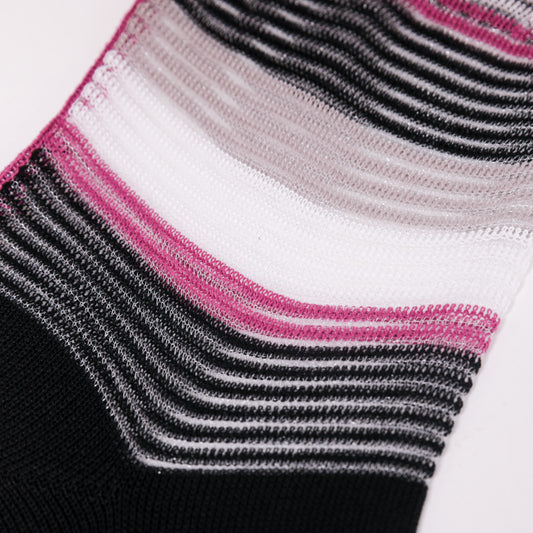 CALZINI A RIGHE NERO/FUXIA