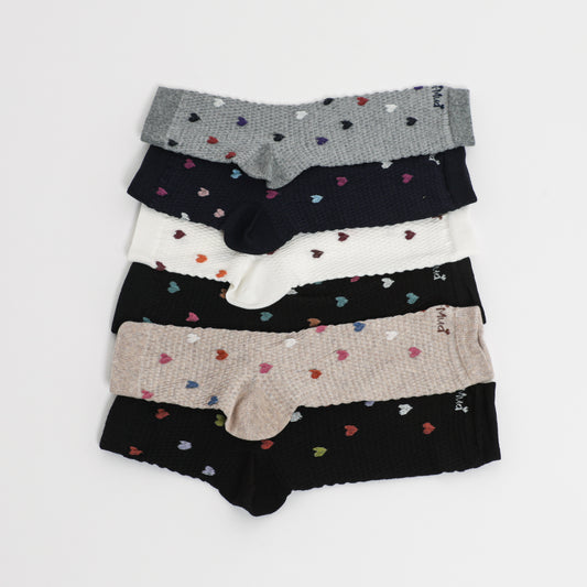 CALZINI NERI CUORI LILLA ARANCIO