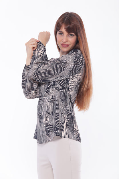 BLUSA SCOLLO TONDO FANTASIA ZEBRA