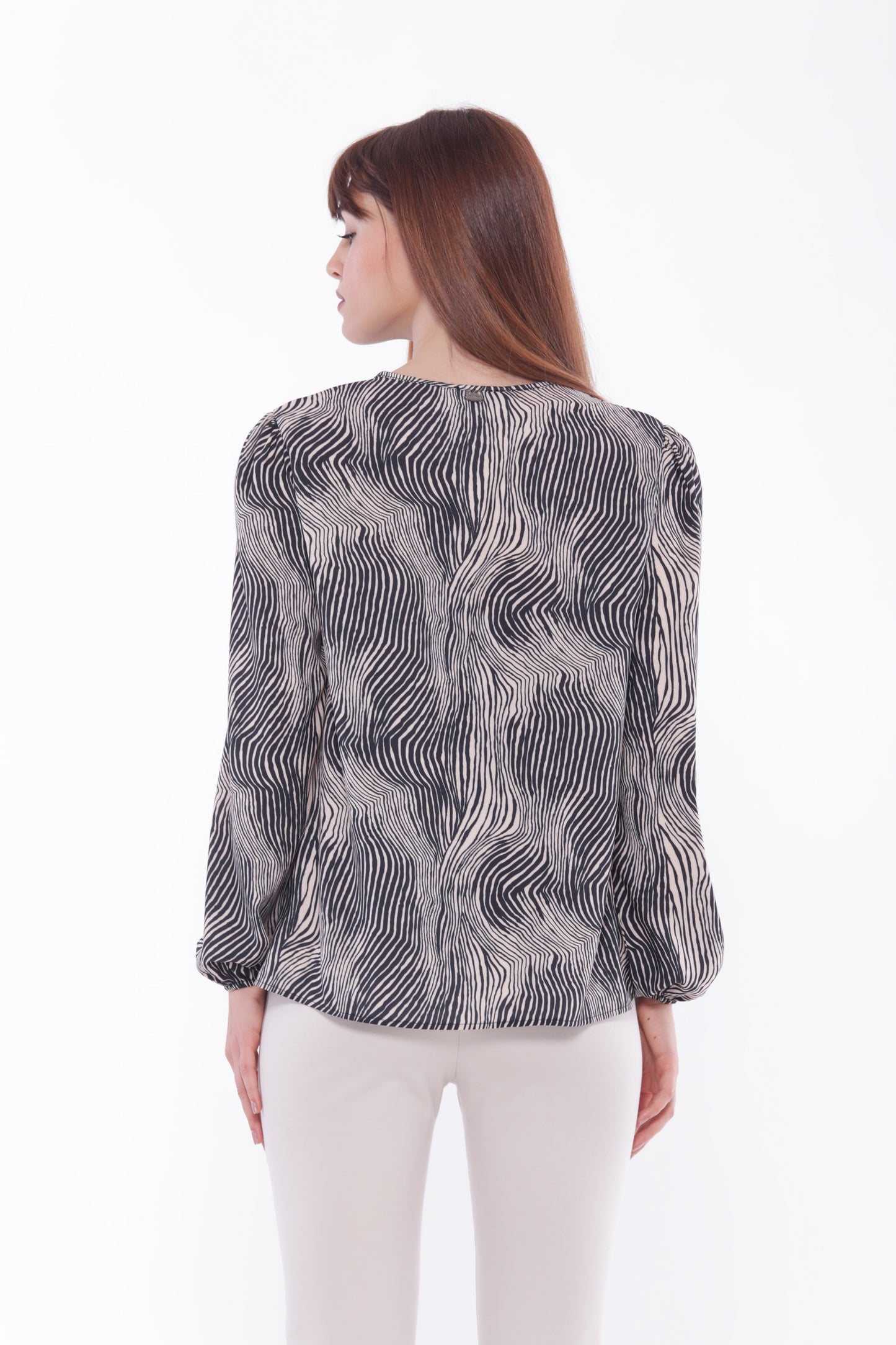 BLUSA SCOLLO TONDO FANTASIA ZEBRA