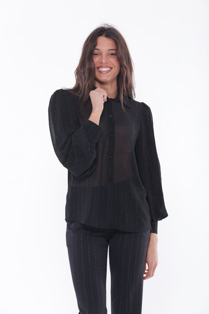 CAMICIA IN GEORGETTE A RIGHE LUREX