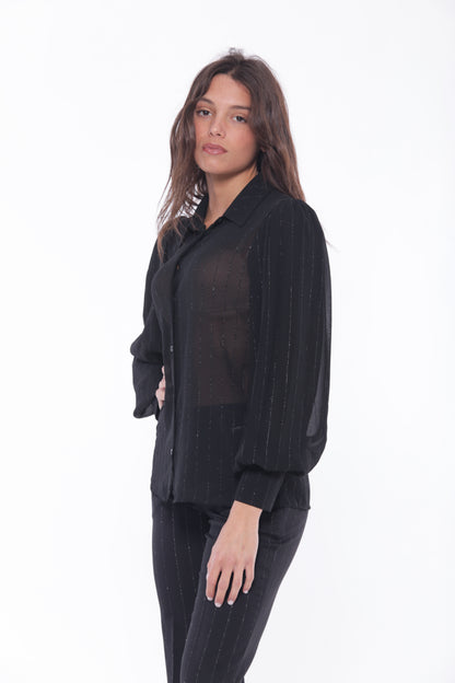 CAMICIA IN GEORGETTE A RIGHE LUREX