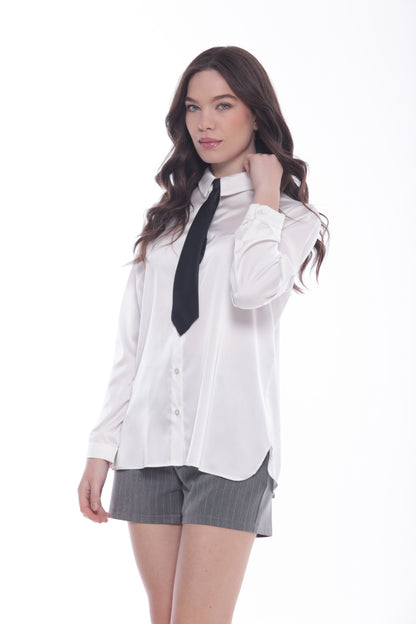 CAMICIA IN RASO CON CRAVATTA