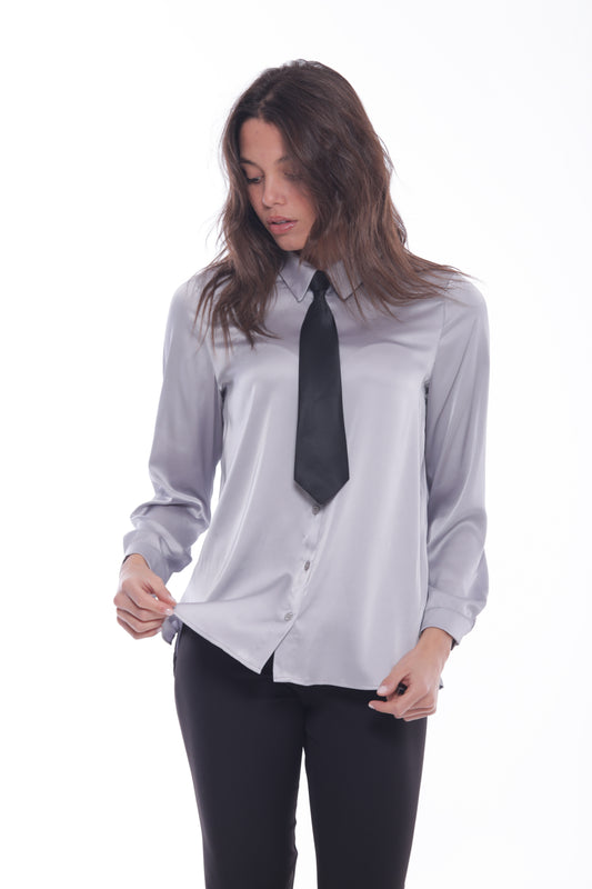 CAMICIA IN RASO CON CRAVATTA