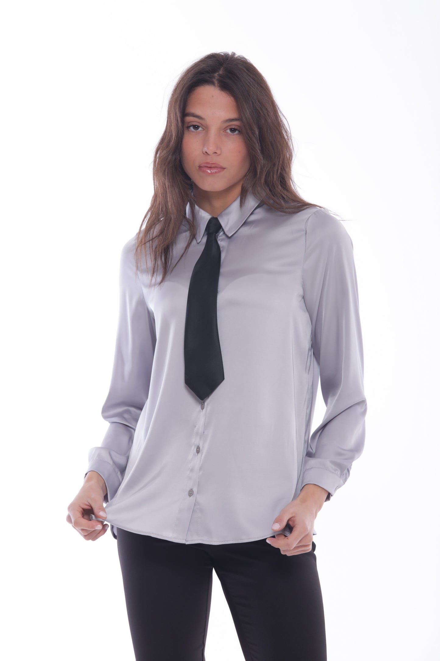 CAMICIA IN RASO CON CRAVATTA